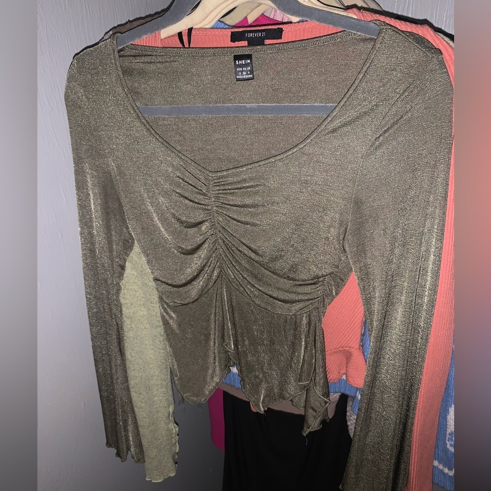 Elegant Olive Green Ruched Women's crop Top